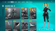 You can purchase the Kafka Hibino, Reno Ichikawa, and Kikoru Shinomiya (Kaiju No.8) skins in Fortnite separately (Image via Epic Games)